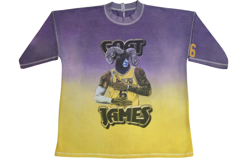 Goat James Heavyweight Graphic Tee "Faded Purple & Gold"